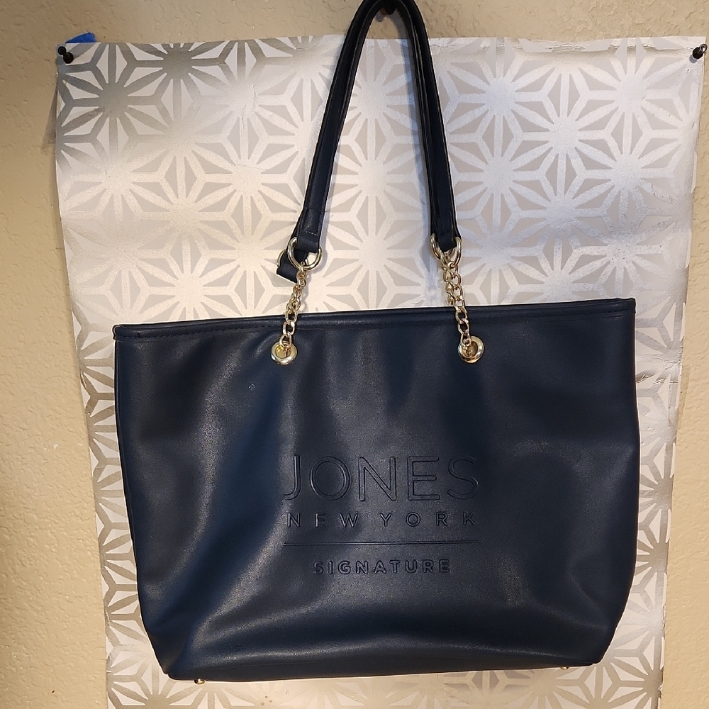 Jones New York Blue Tote Bag with Textured Finish